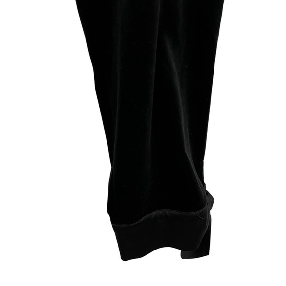 TARA JARMON Made in FRANCE Black Velvet Satin Trim Flat Front Pants Slacks sz 42 - Picture 3 of 16